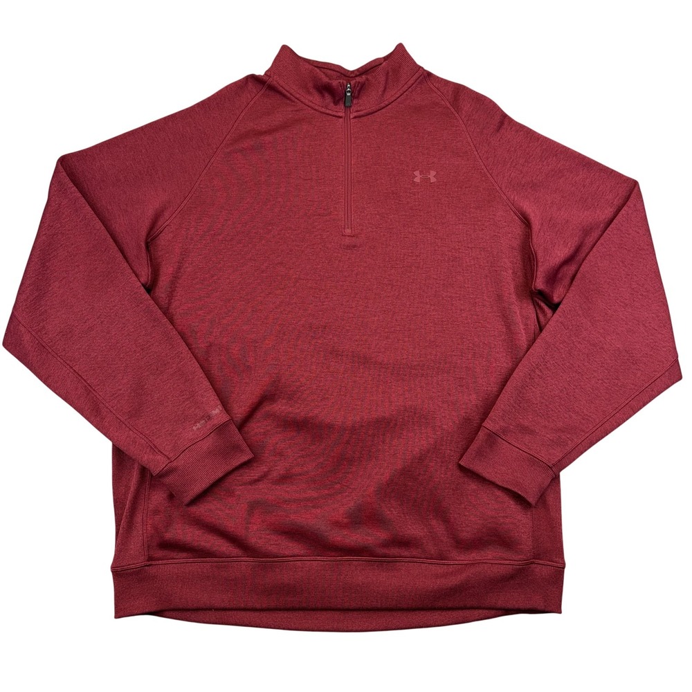 Under Armour Pullover Mens 3XL Red ColdGear Quarter Zip Loose Fit‎ Sweatshirt
